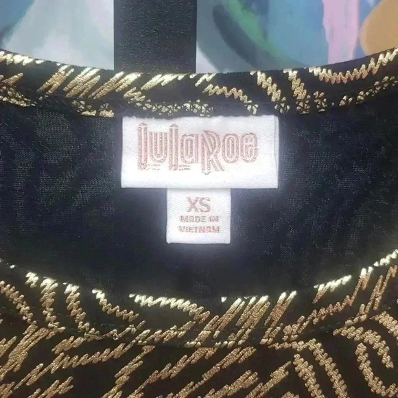 Lularoe Black and Gold Elegant Carly - Picture 2 of 6